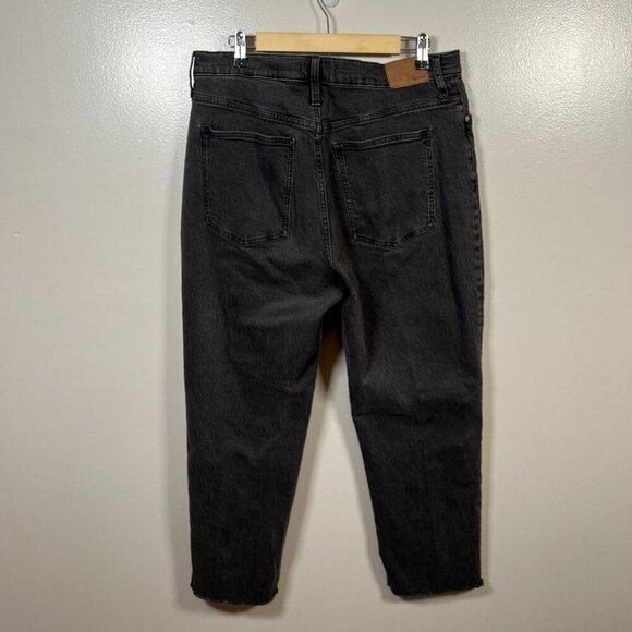 Madewell Perfect Vintage Straight Jeans Size 32 Frayed Hem Lunar Wash Black - Picture 2 of 11